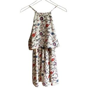 Lush Floral Tiered Sleeveless Dress Size S Printed Popover Strappy Keyhole Back
